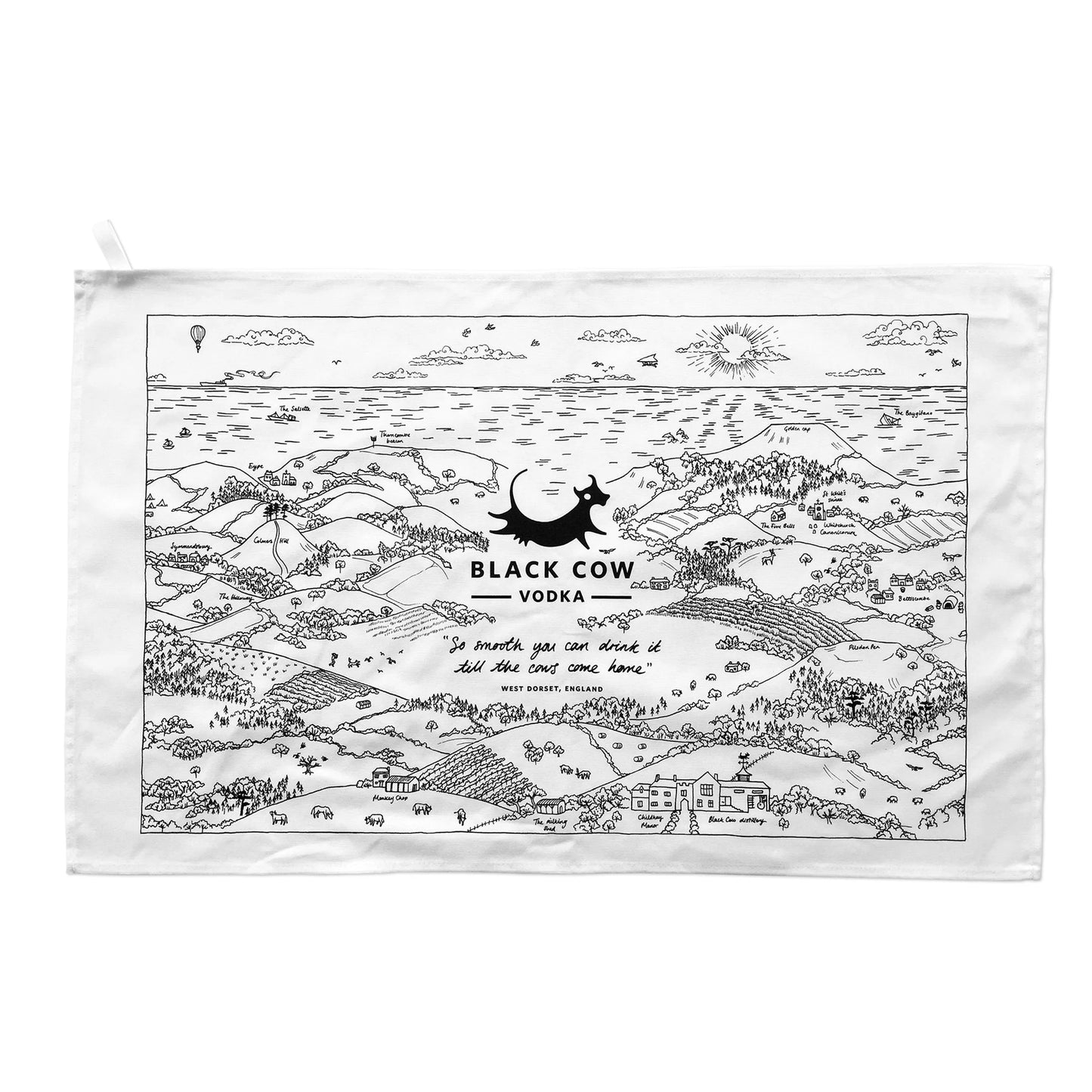 Black Cow West Dorset Tea Towel