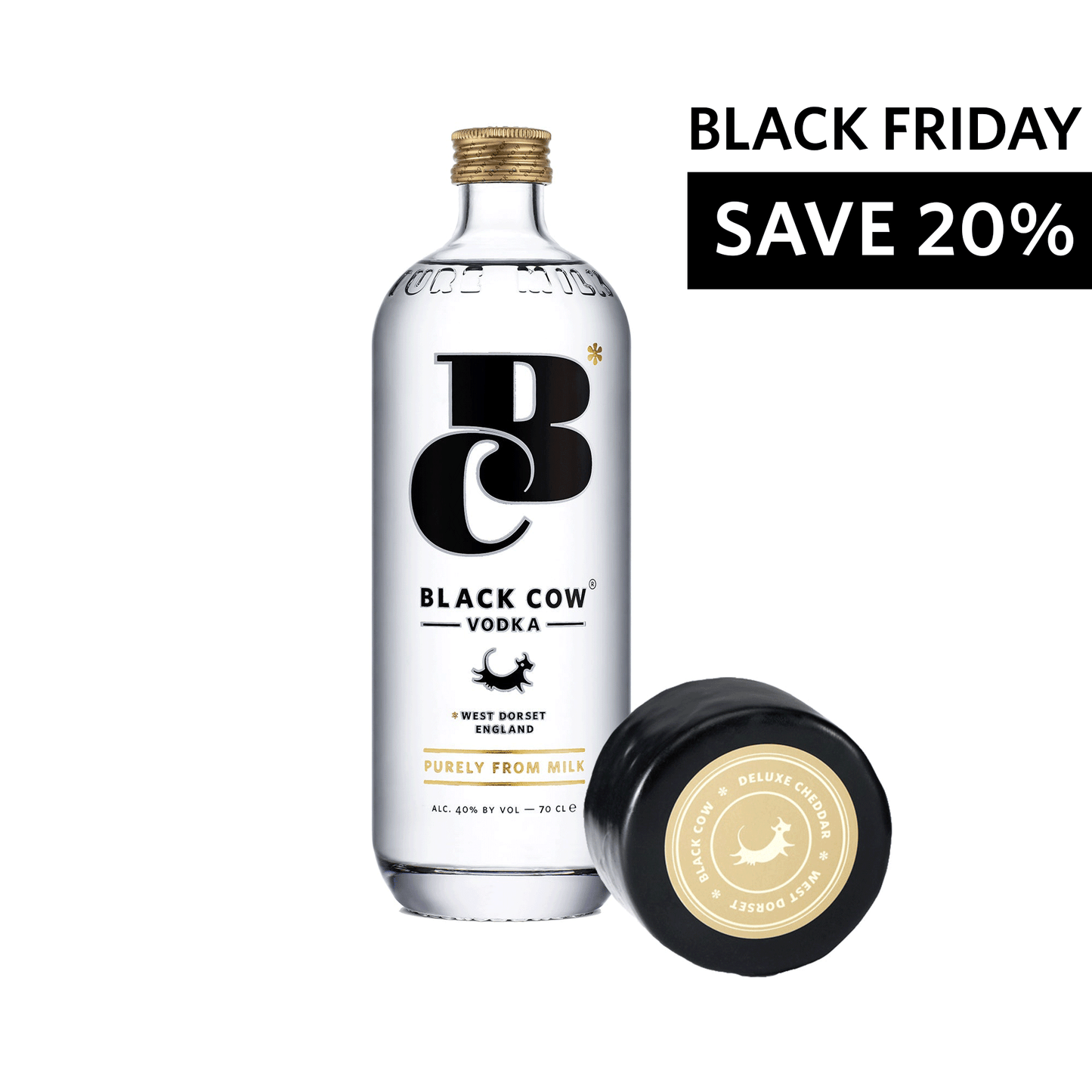 Black Cow vodka + 200g Cheddar Cheese