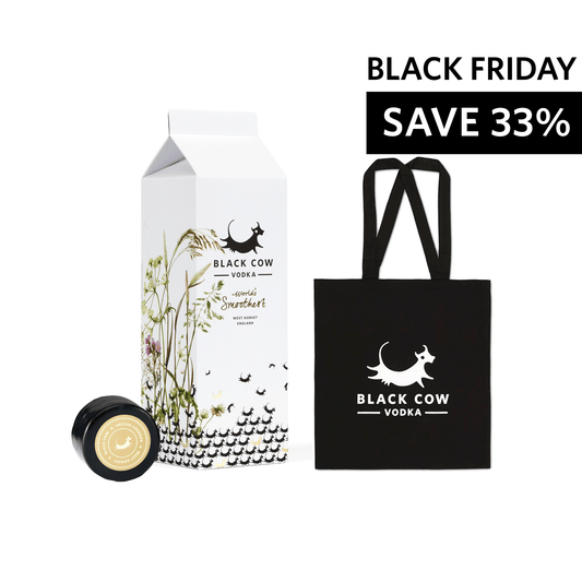 Ultimate Gift Bundle - New Black Cow Vodka Milk Carton + Cheddar Cheese + Tote Bag
