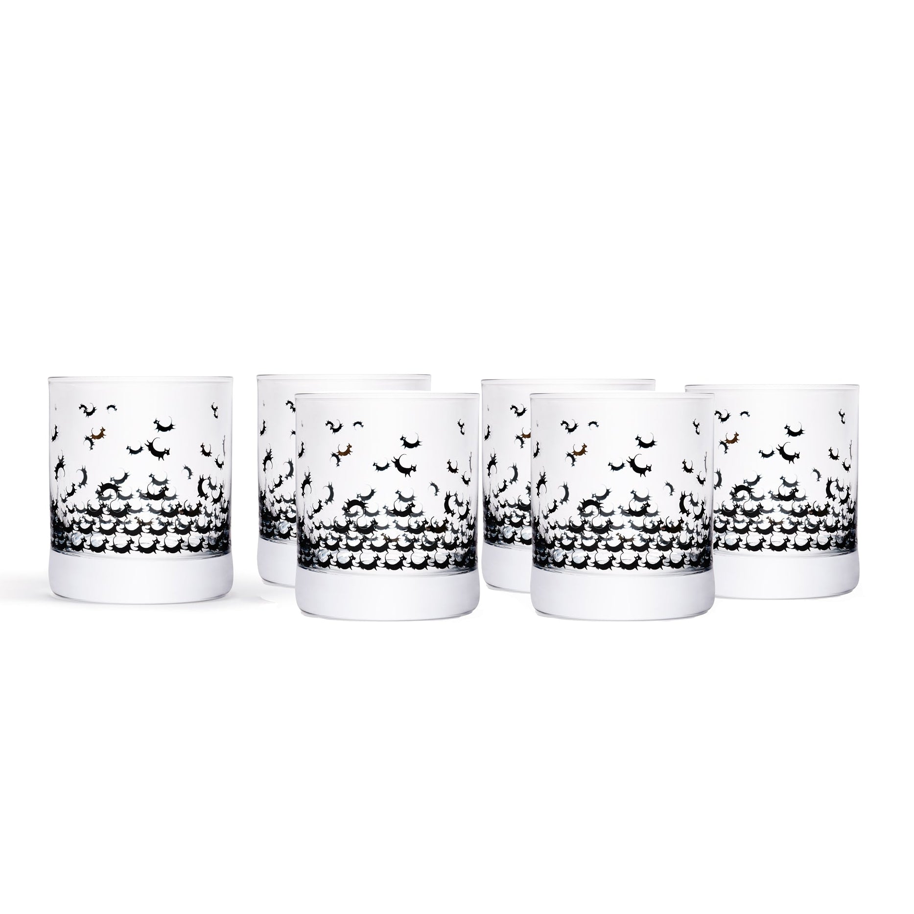 Six Black Cow Rocks Glasses